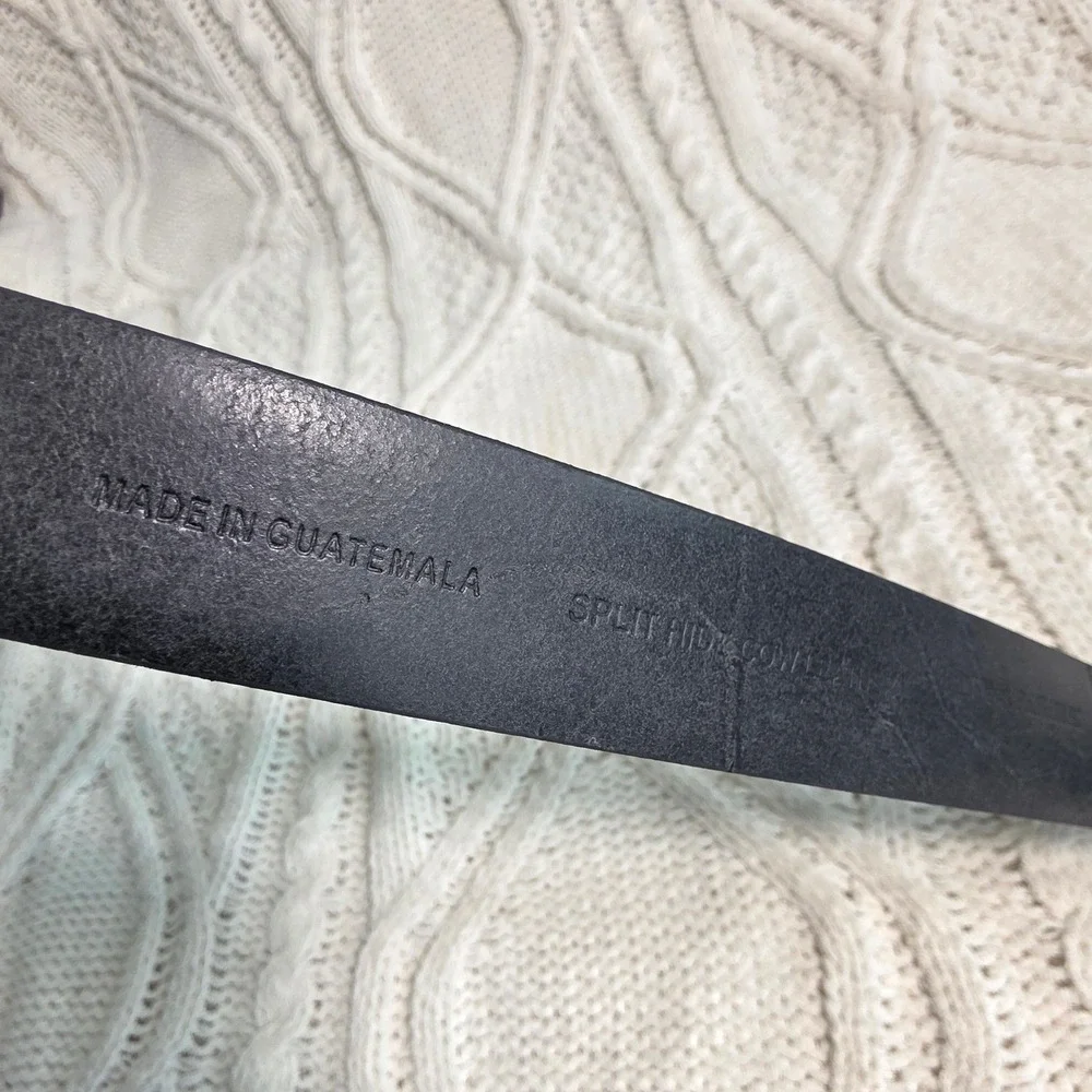 Banana Republic Dress Belt Black Split Cowhide Leather Guatemala Mens 32 NEW